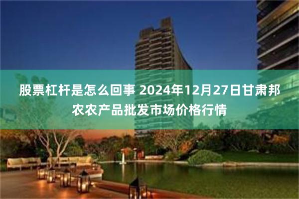 股票杠杆是怎么回事 2024年12月27日甘肃邦农农产品批发市场价格行情