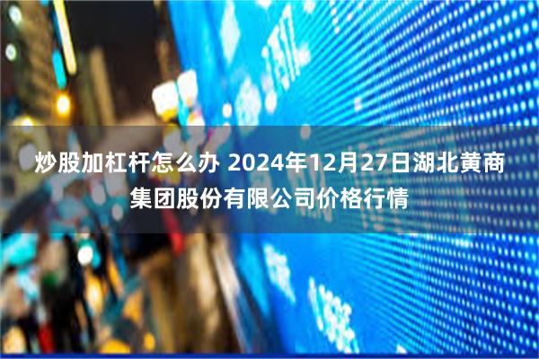 炒股加杠杆怎么办 2024年12月27日湖北黄商集团股份有限公司价格行情