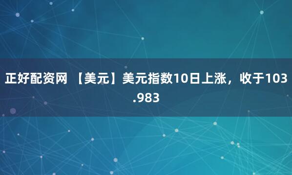 正好配资网 【美元】美元指数10日上涨，收于103.983